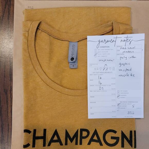 Muscle Tank Top 'Champagne Gang' Mustard Yellow Next Level Medium - Picture 5 of 5
